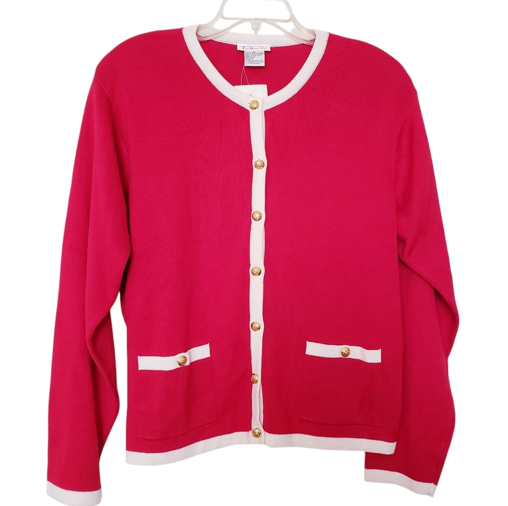 Talbots Classic Red Fine Knit Cardigan Sweater
